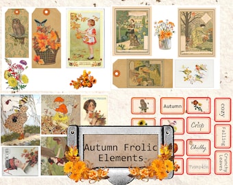 Autumn elements ephemera junk journal