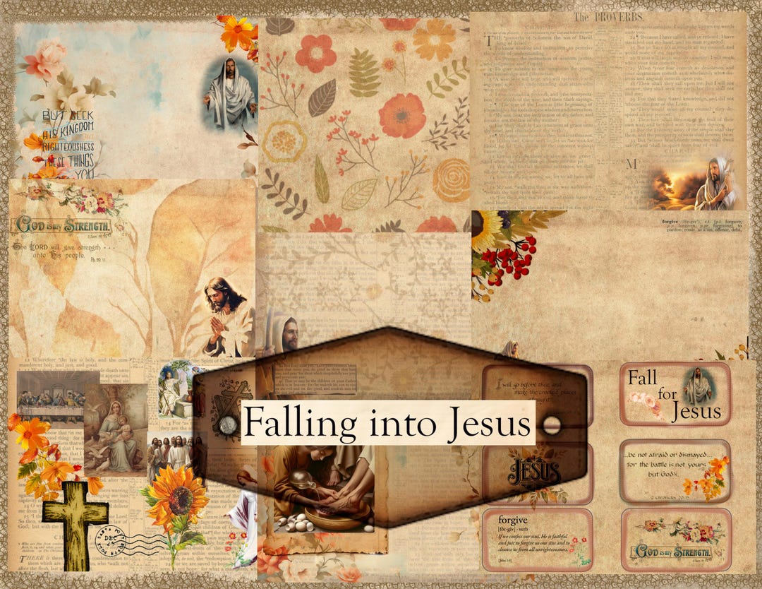 Falling Into Jesus Digital Junk Journal Pages - Etsy