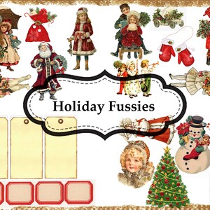 christmas holiday fussy cuts junk journal ephemera