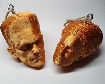 Frankenstein and bride horror Christmas bauble decoration horror decor hanging movie art sculpture classic monster gift for horror movie fan