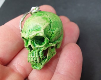 Green Vampire Skull Keyring/Keychain Resin sculpture