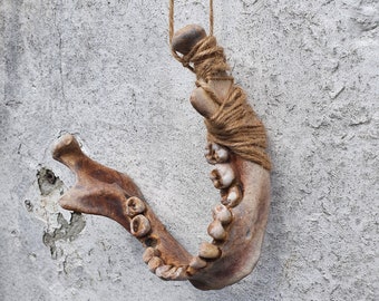 Human mandible Jaw bone life size hanging sculpture. Perfect Halloween decor. PLA resin Bone  Gothic  Gift Oddities Curiosities