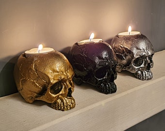 Skull tealight holder, Gothic tealight holder, Home Decor