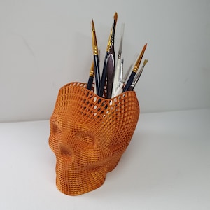 Skull desk tidy. Unique gothic skull organiser. 3D printed gothic decor available in different colours.