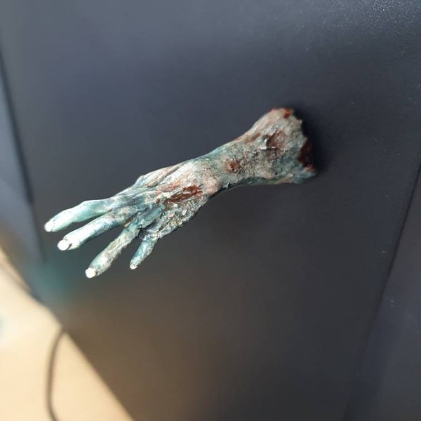 Zombie Hand Fridge Magnet - Spooky Undead Halloween Decor - Creepy Kitchen Accessory