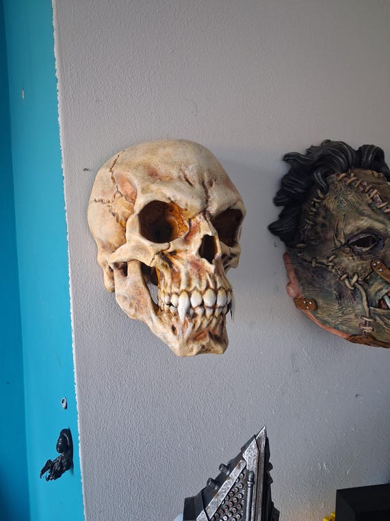 Vampire Skull Wall Sculpture. Dracula Gothic Home Decor. Realistic