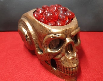 Gothic Skull Bowl - Burnished Gold Candy Dish or Planter