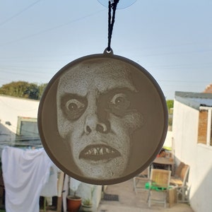 The Excorcist Pazuzu Demon lithophane. Horror window art.