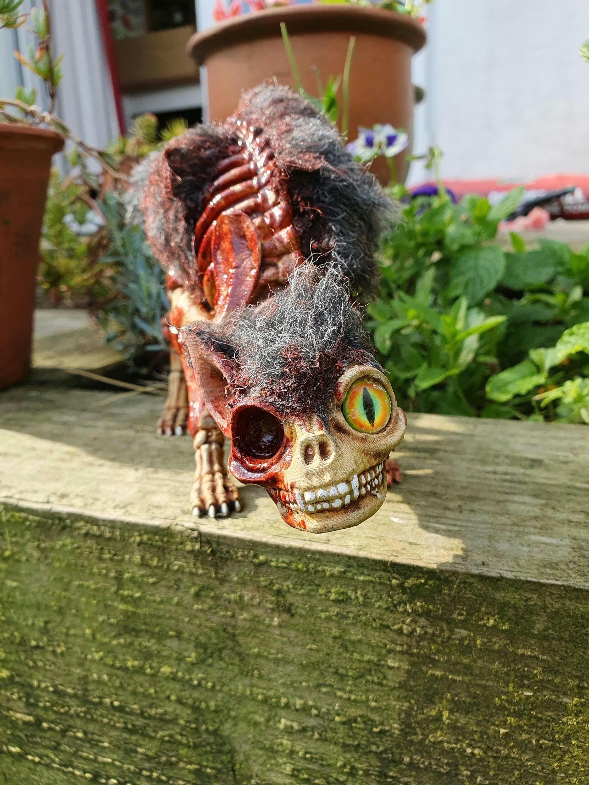 Undead Cat Zombie Feline. Gothic Halloween Horror Decor Fun. This