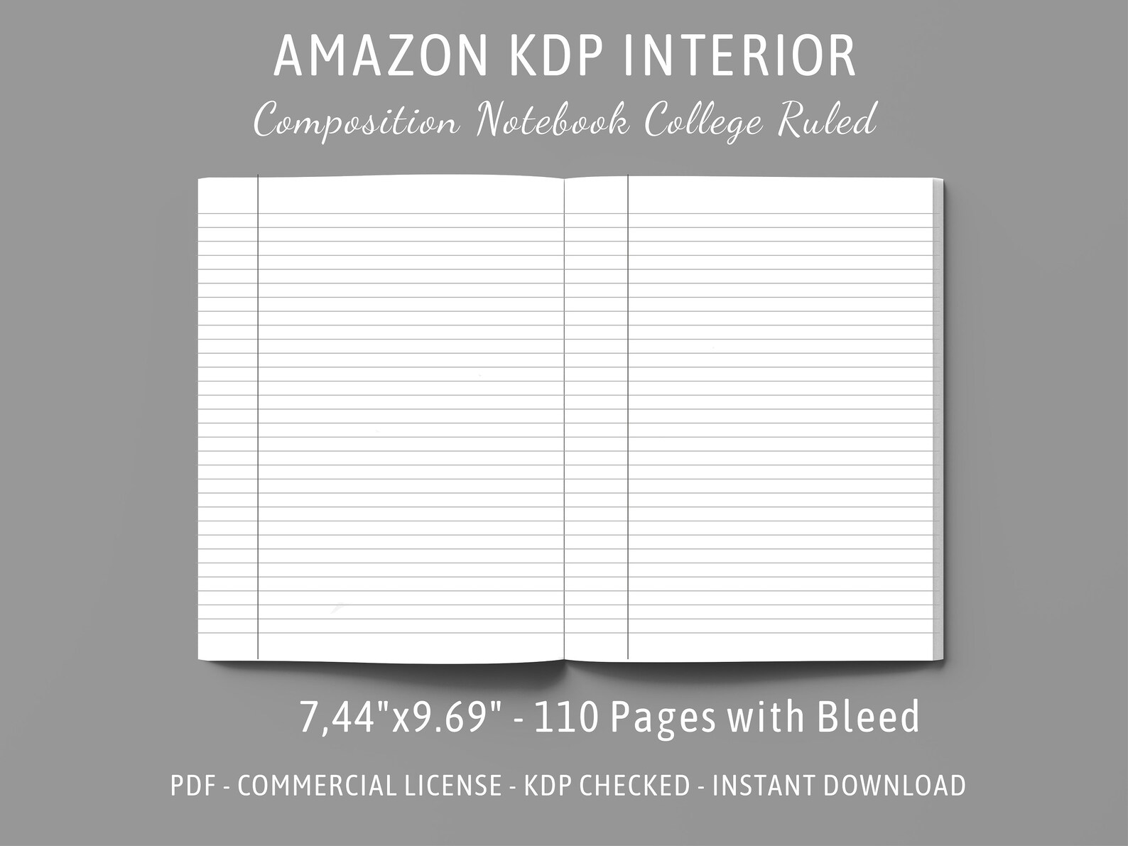 Composition Notebook Interior College Ruled for Amazon KDP Etsy