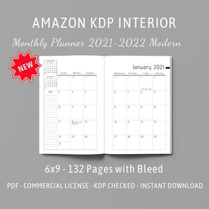 Download Monthly Planner Template 2021 2022 Amazon Kdp Interior 132 Etsy