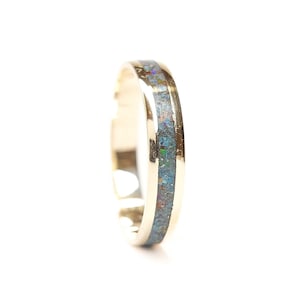 Gold turquoise ring with opal | Handmade gold band in 8K/14K/18K solid gold