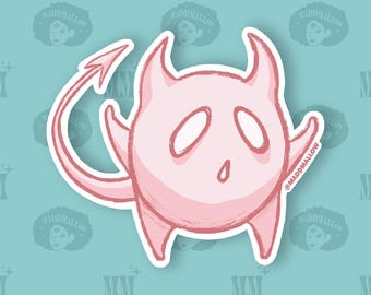 Cute Devil Sticker - Demon Vinyl Decal, Pastel Goth Aesthetic, Kawaii Hellspawn, 6 Colors, Laptop & Water Bottle Sticker