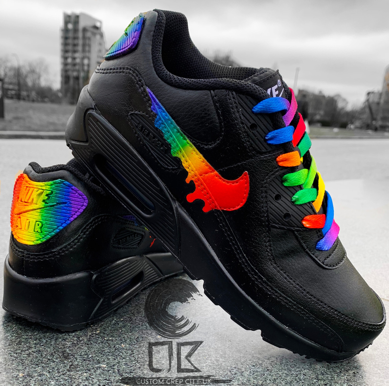 Custom Nike Air Max 90 Rainbow Drip Rainbow Customs AM90 | Etsy