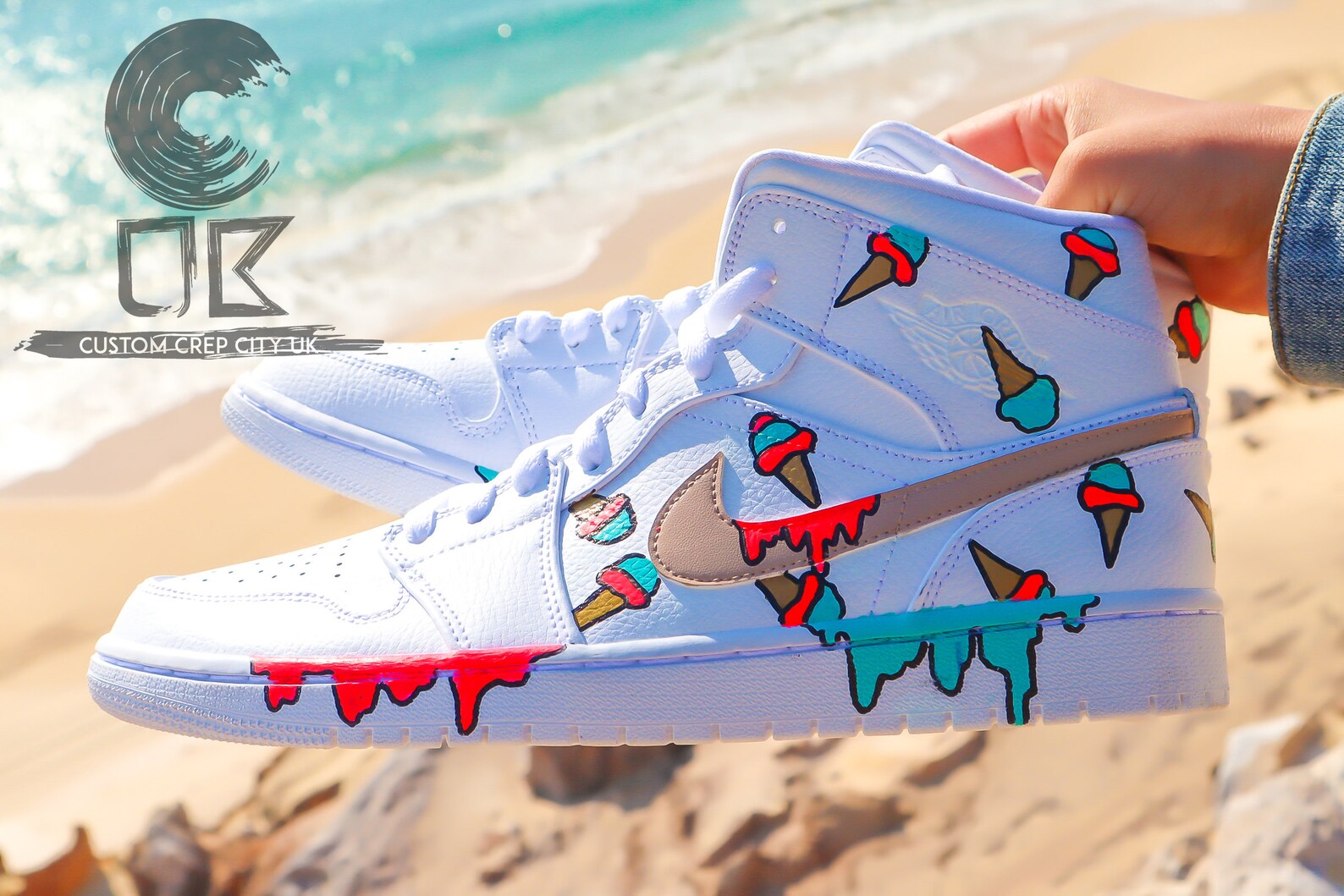 Custom Jordan 1 Gelato Dripping Ice Cream Trainers Spill Etsy