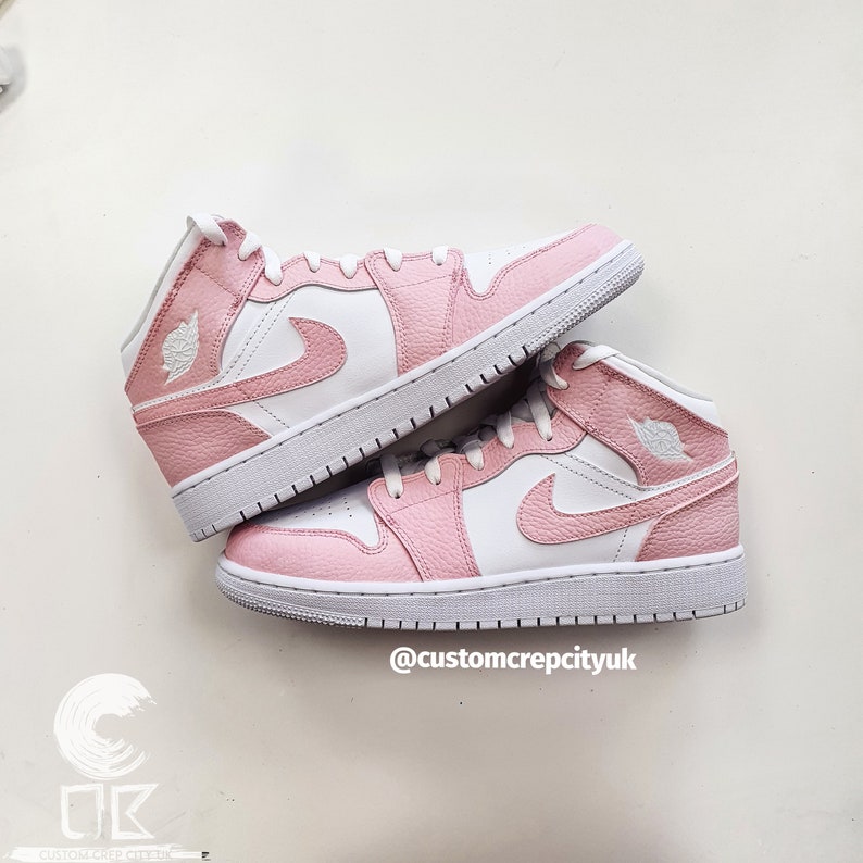 Custom Jordan 1 Blanco y Rosa Zapatillas Custom Custom | Etsy España