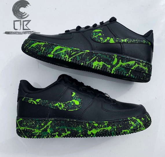 Custom Nike Air Force 1 green Splatter Splat Trainers | Etsy