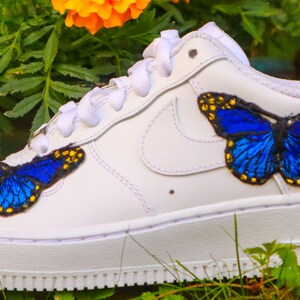 air force 1 white with blue butterflies