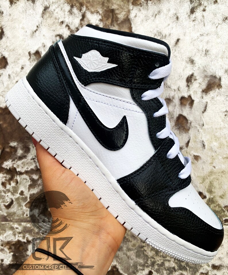 custom black and white jordan 1