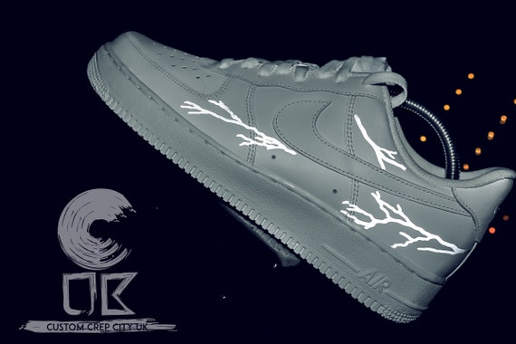reflective lightning bolt air force ones