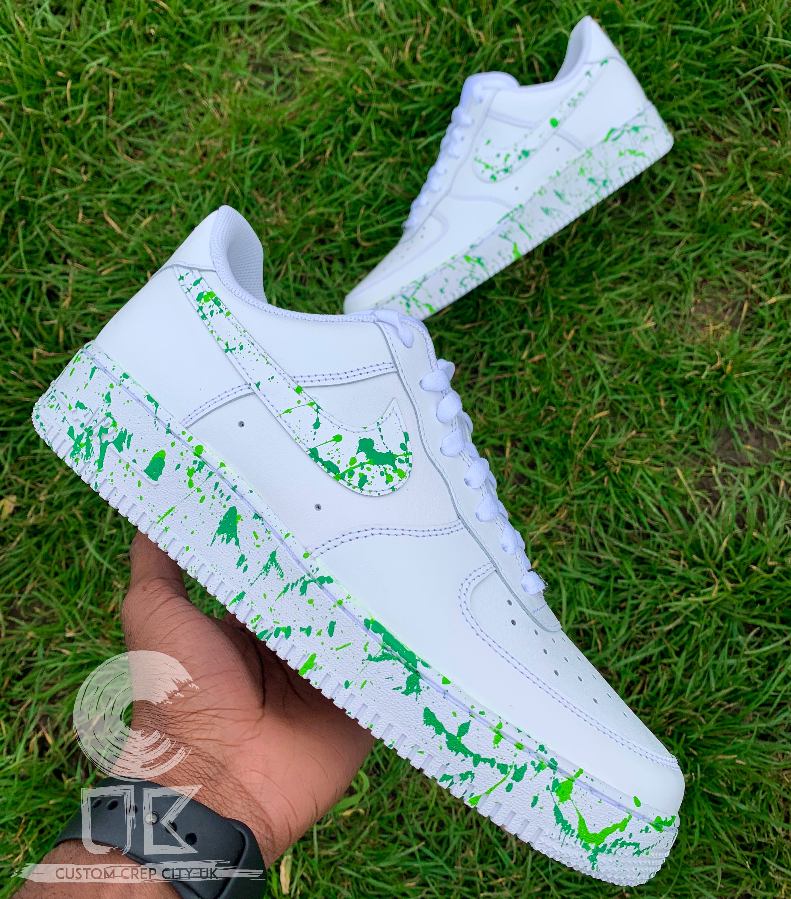 Custom Nike Air Force 1 green Splatter White Splat | Etsy New Zealand