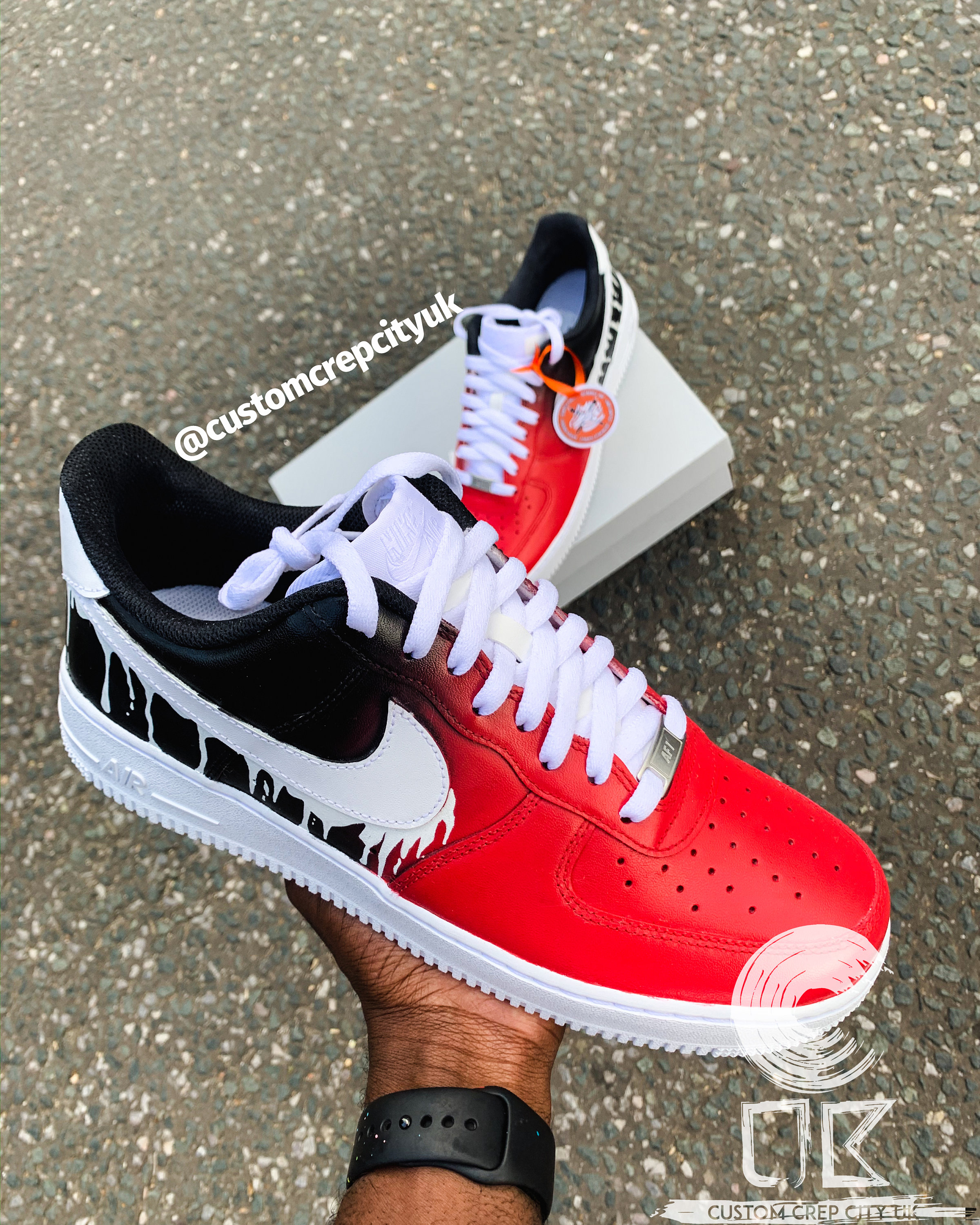 Custom Nike Air Force 1 red Ombre Drip Flower Trainers | Etsy Israel