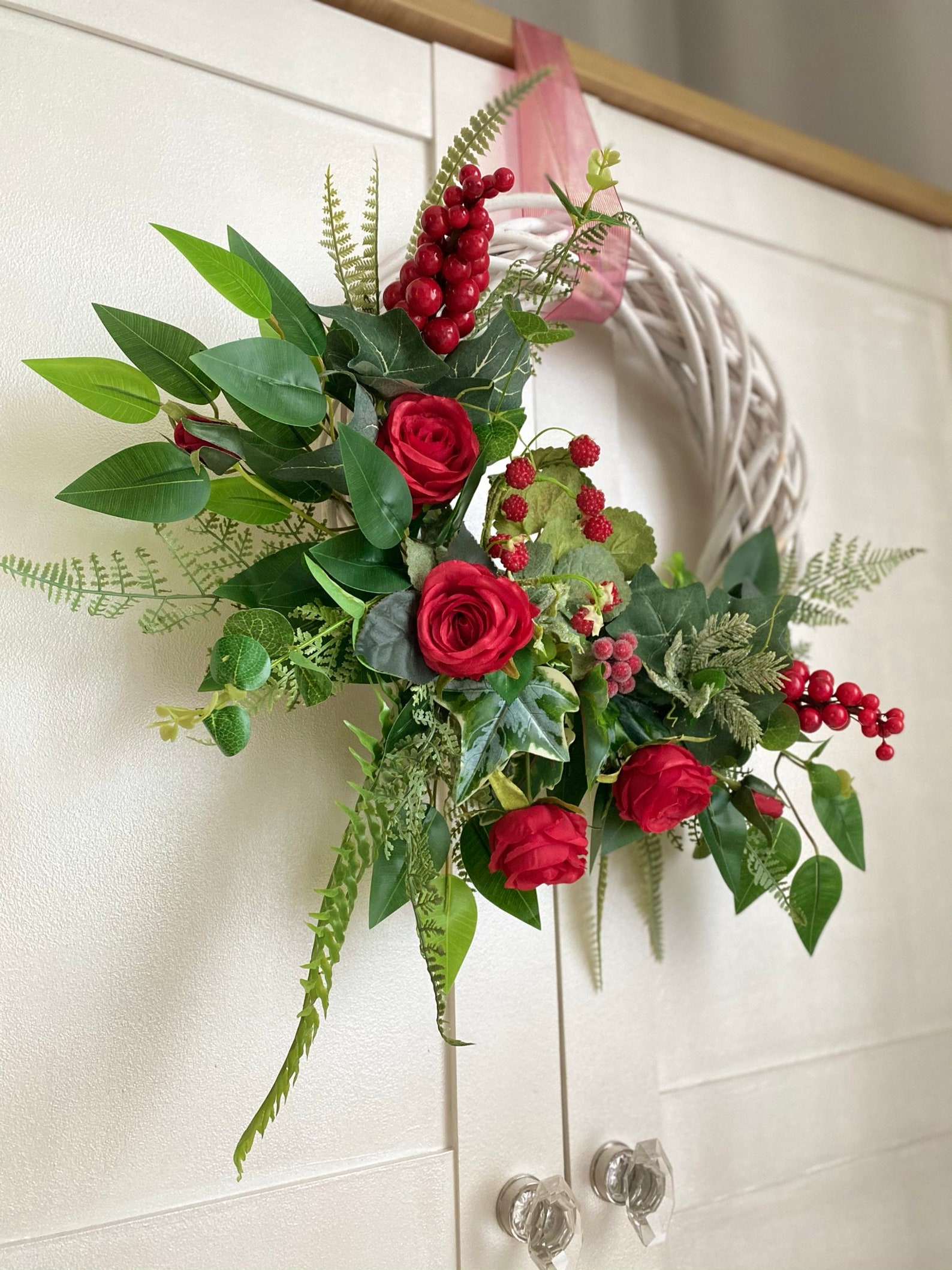 Handmade Artificial Flowers Door Wreath Handcrafted Luxury Etsy