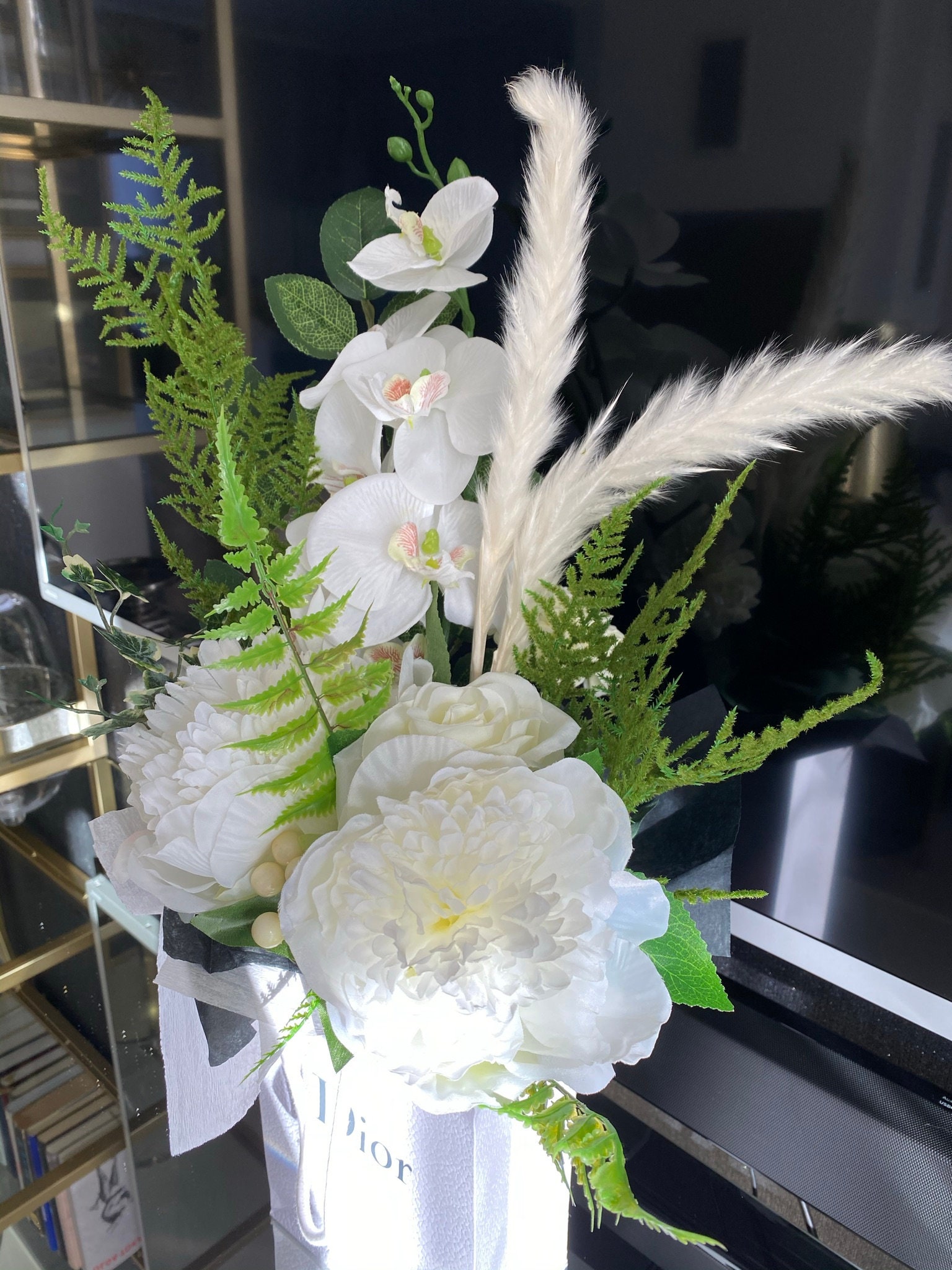 Handmade Artificial Flowers Gift Bag Bouquet Handcrafted Silk Etsy