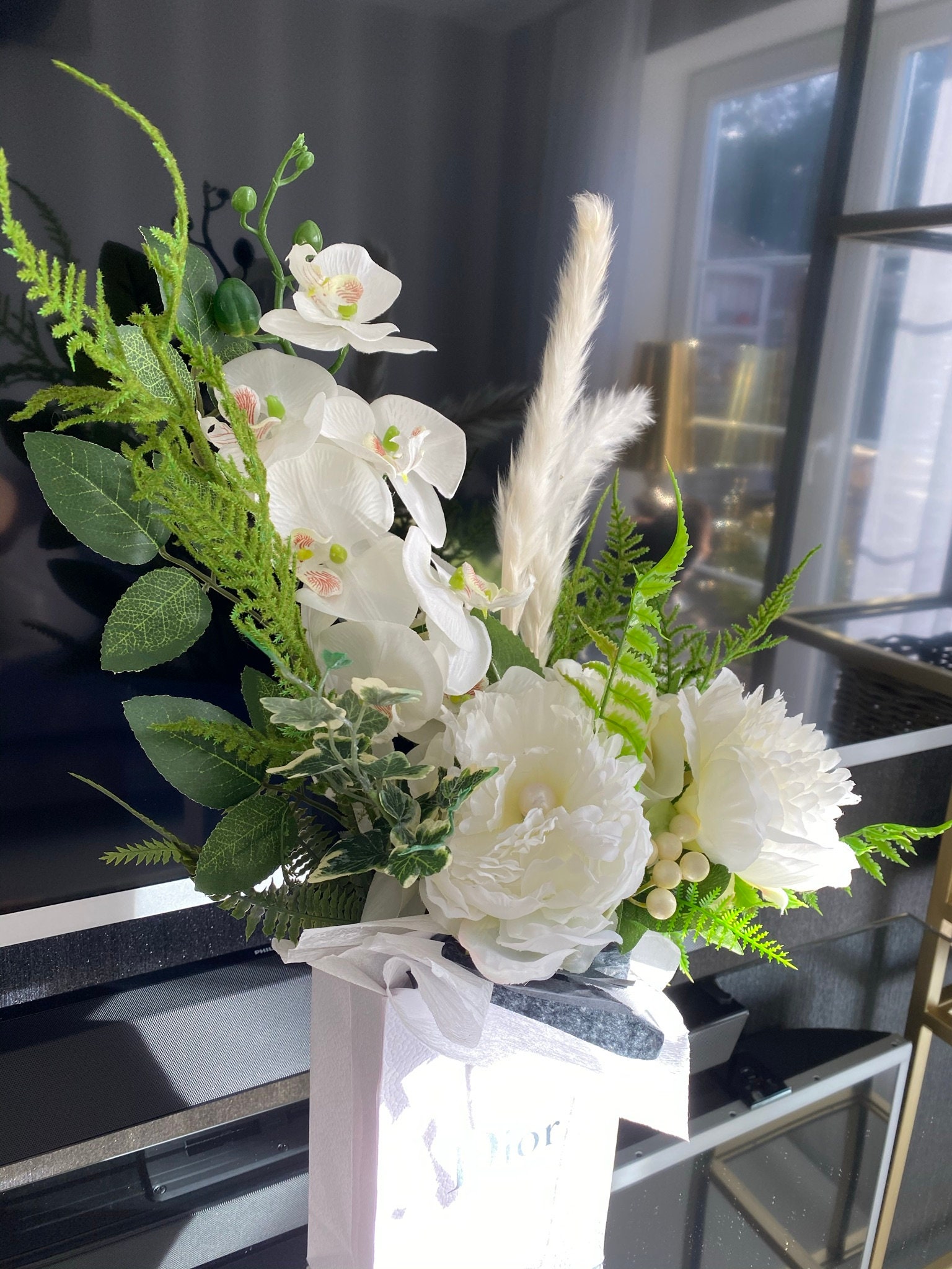 Handmade Artificial Flowers Gift Bag Bouquet Handcrafted Silk Etsy