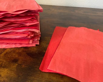 12 Red Tea Dyed Paper Sheets: Vintage Journal Scrapbook