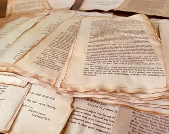 12 Tea Dyed Book Pages, Vintage Paper for Junk Journals