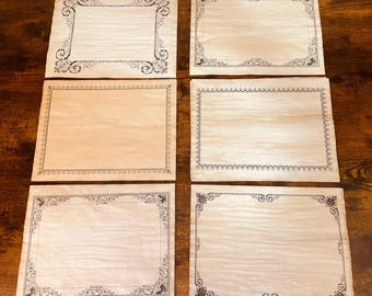 12 Sheets of Tea Dyed Paper with Vintage Border #2, Aged Stationery
