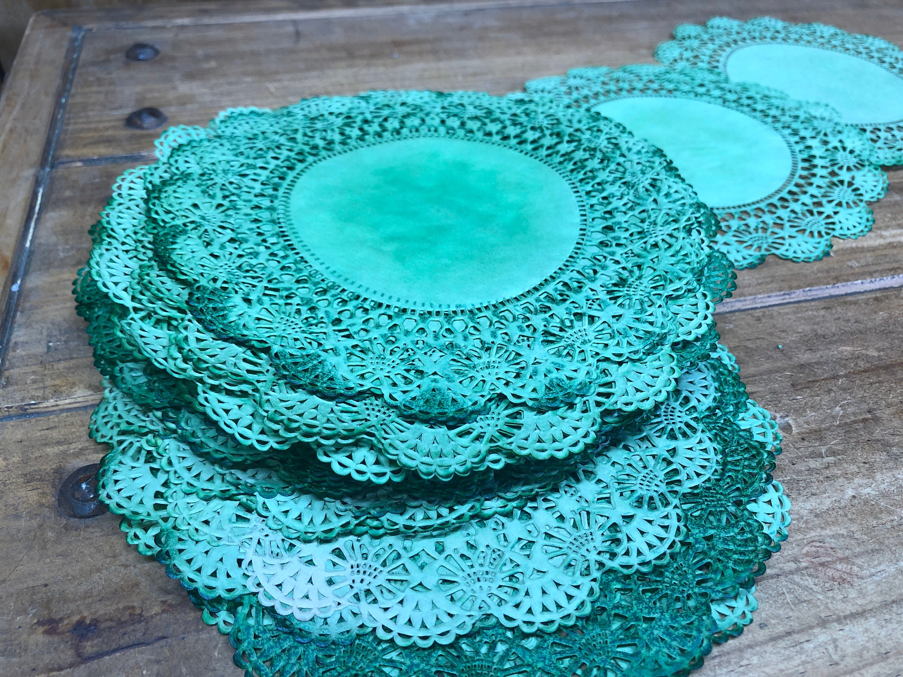 10 Six Inch Green Tea Dyed Doilies. Tea Stained Doilies. Etsy