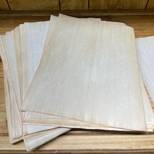 12 Tea Dyed Lined Paper Sheets: Vintage Style Stationery