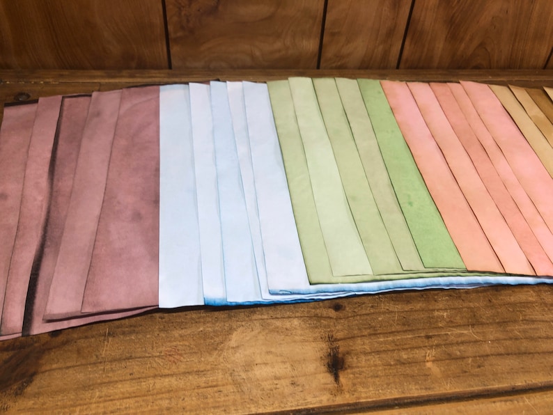 25 Multicolored Tea Dyed Paper Sheets: Scrapbook Stationary image 3