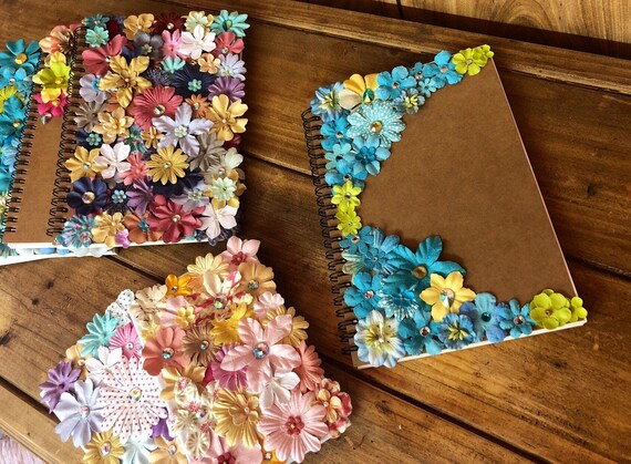 Blue Paper Flower Journal Diary Notebook Stationary Gift
