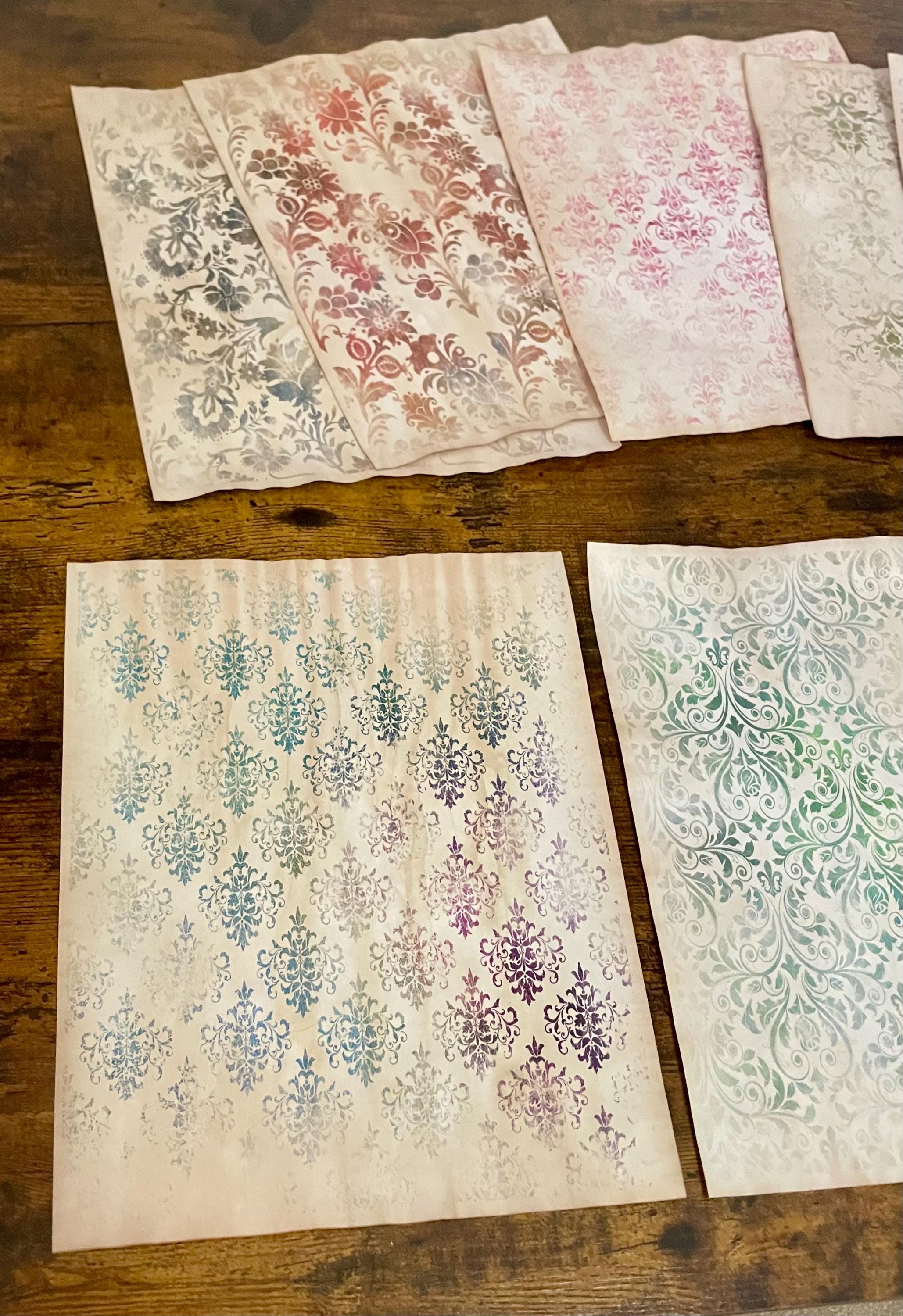 12 Sheets of Distressed Damask Tea Dyed Paper, Aged Journal Paper - Etsy