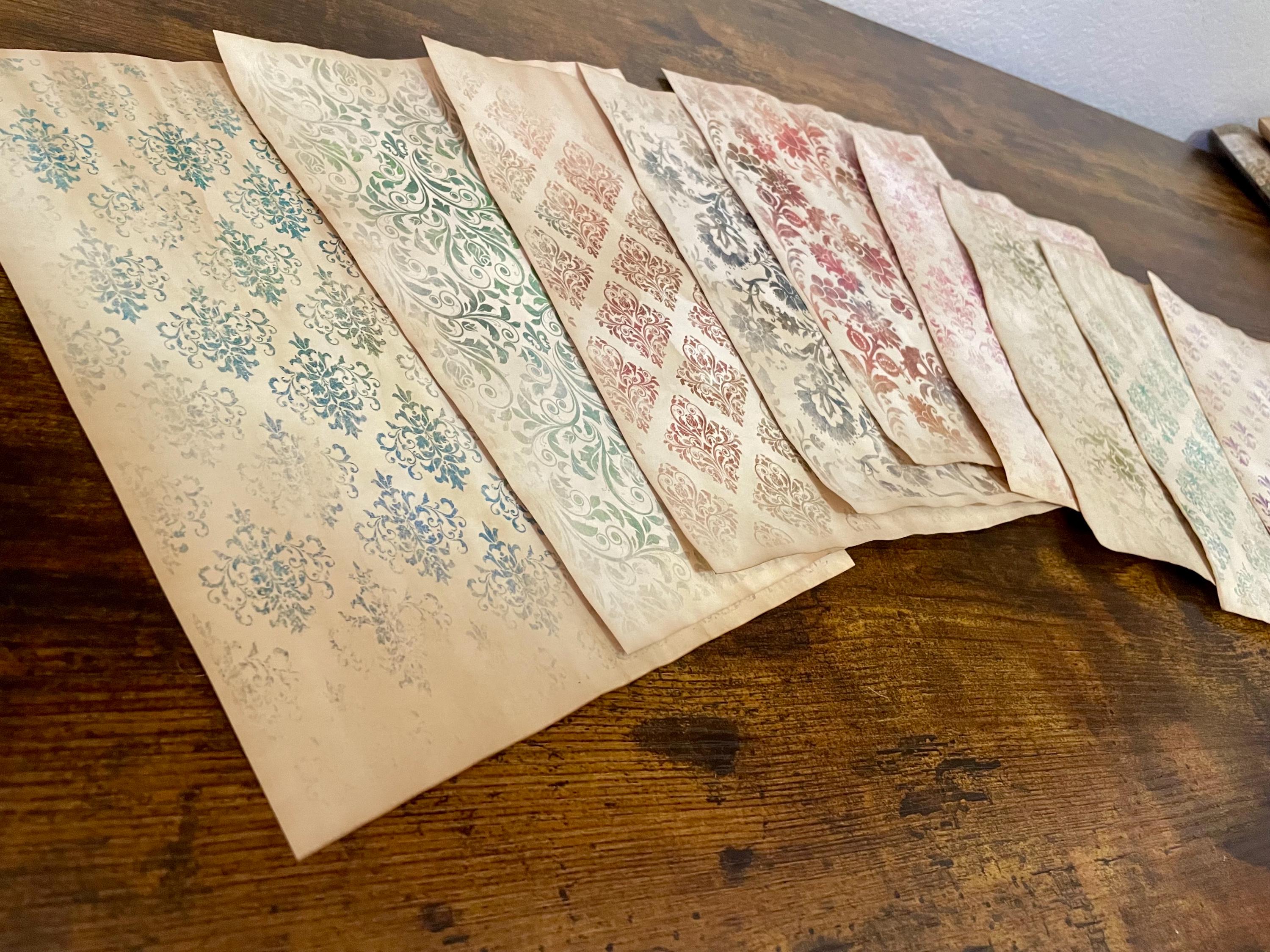 12 Sheets of Distressed Damask Tea Dyed Paper, Aged Journal Paper - Etsy