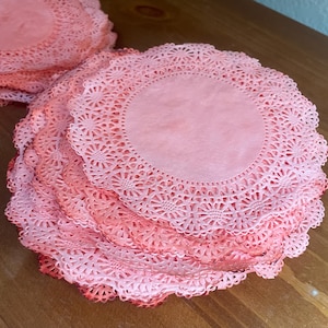 Set of 10 Pink Tea-Dyed Paper Doilies: 6-Inch Junk Journal Embellishments