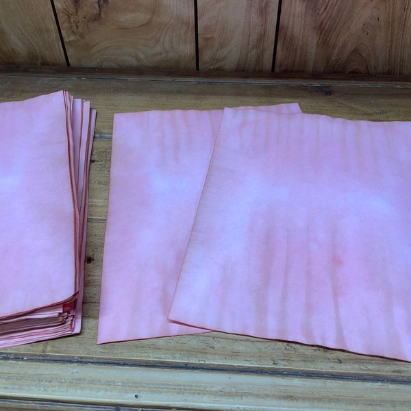 12 Sheets of Antique Pink and Brown Tea Dyed Paper. Tea Stained Stationary. Scrapbook Paper. Junk Journal Paper.