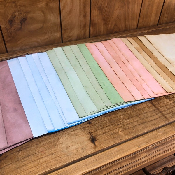 25 Sheets of Multicolored Tea Dyed Paper. Tea Stained Stationary. Hand Dyed Paper. Scrapbook Paper. Junk journal paper.