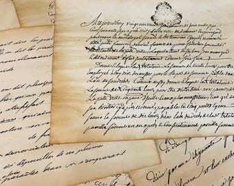 12 Sheets of Tea Dyed Paper with Vintage Handwriting, Double-Sided Paper , Aged Stationery