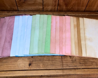 50 Multicolored Tea Dyed Paper Sheets: Scrapbook & Junk Journal