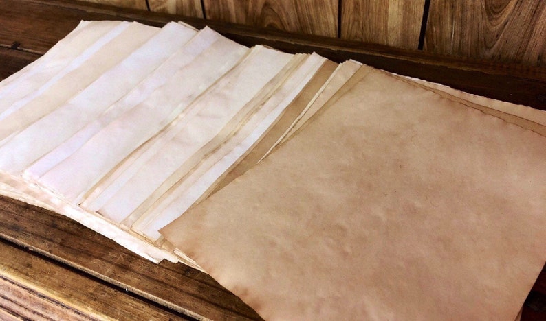 25 Multicolored Tea Dyed Paper Sheets: Scrapbook Stationary image 13