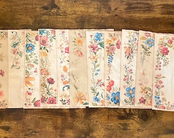 Tea Dyed Paper, 12 Sheets Romantic Floral Frames, 4