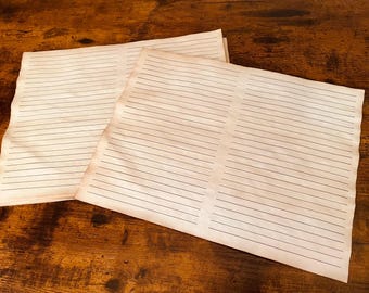 Tea Dyed Lined Journal Paper, Aged Stationery (12 Sheets)