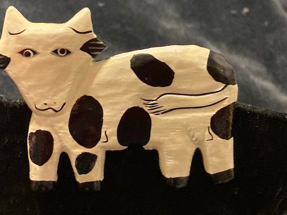 Black and white moo-cow of papier mache' - image 1