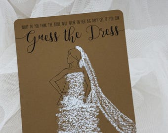 Guess the Dress Bridal Shower Game: Printed on Kraft, Concrete, or White Cardstock