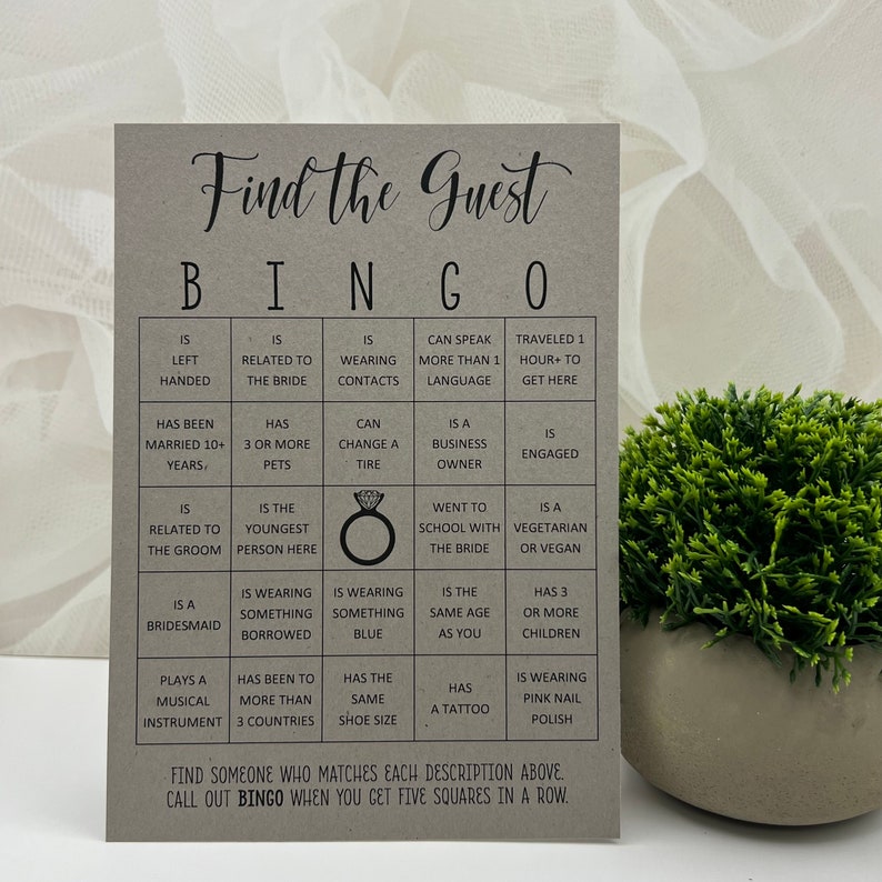 Find the Guest Bingo: Bridal Shower Game, 24 Pack Concrete