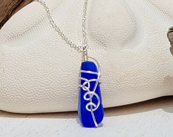Cobalt Blue Pendant; Sea Glass Pendant; Sea Glass Necklace; Sea Glass Jewelry; Outer Banks Jewelry; Mother's Day Gift; Beach Lover Gift
